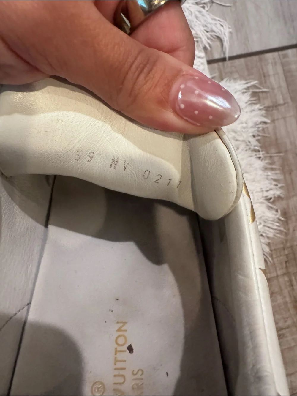 Louis Vuitton White Sneakers with Gold Monogram Accents